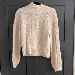 A Cozy Cream Cropped Cable Knit Sweater